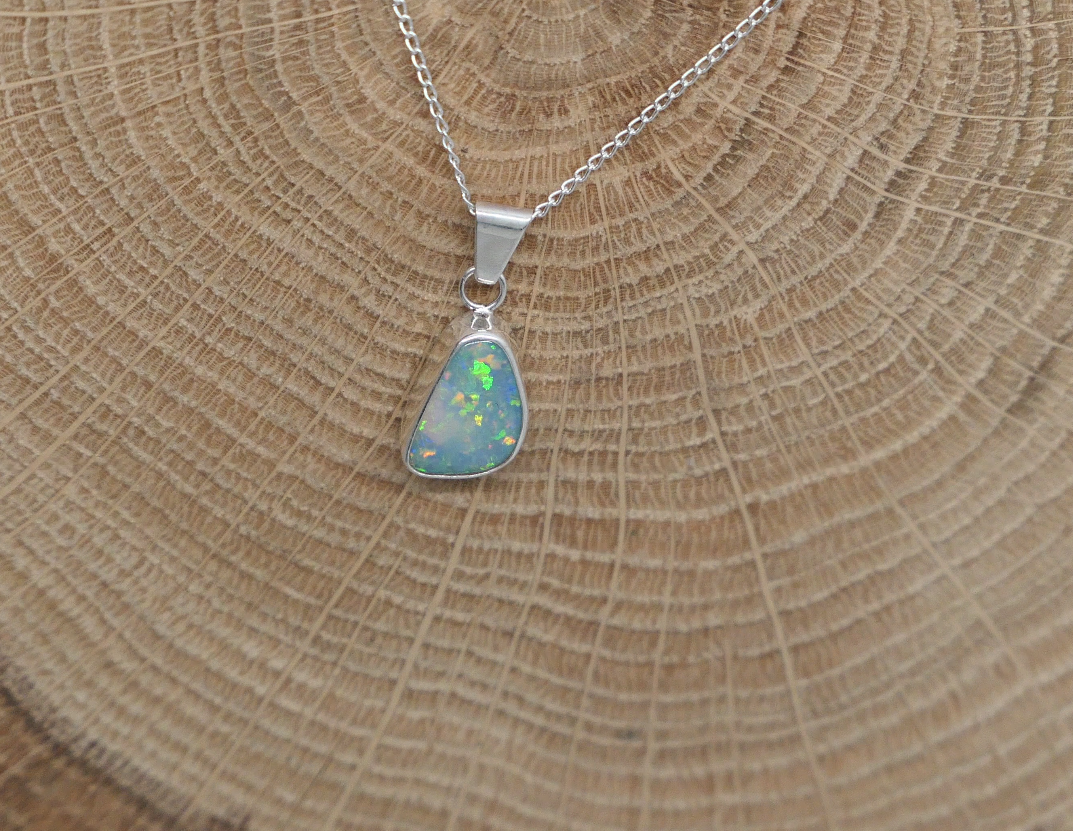 Silver opal pendant