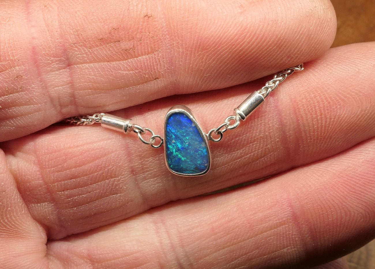 Silver opal bracelet