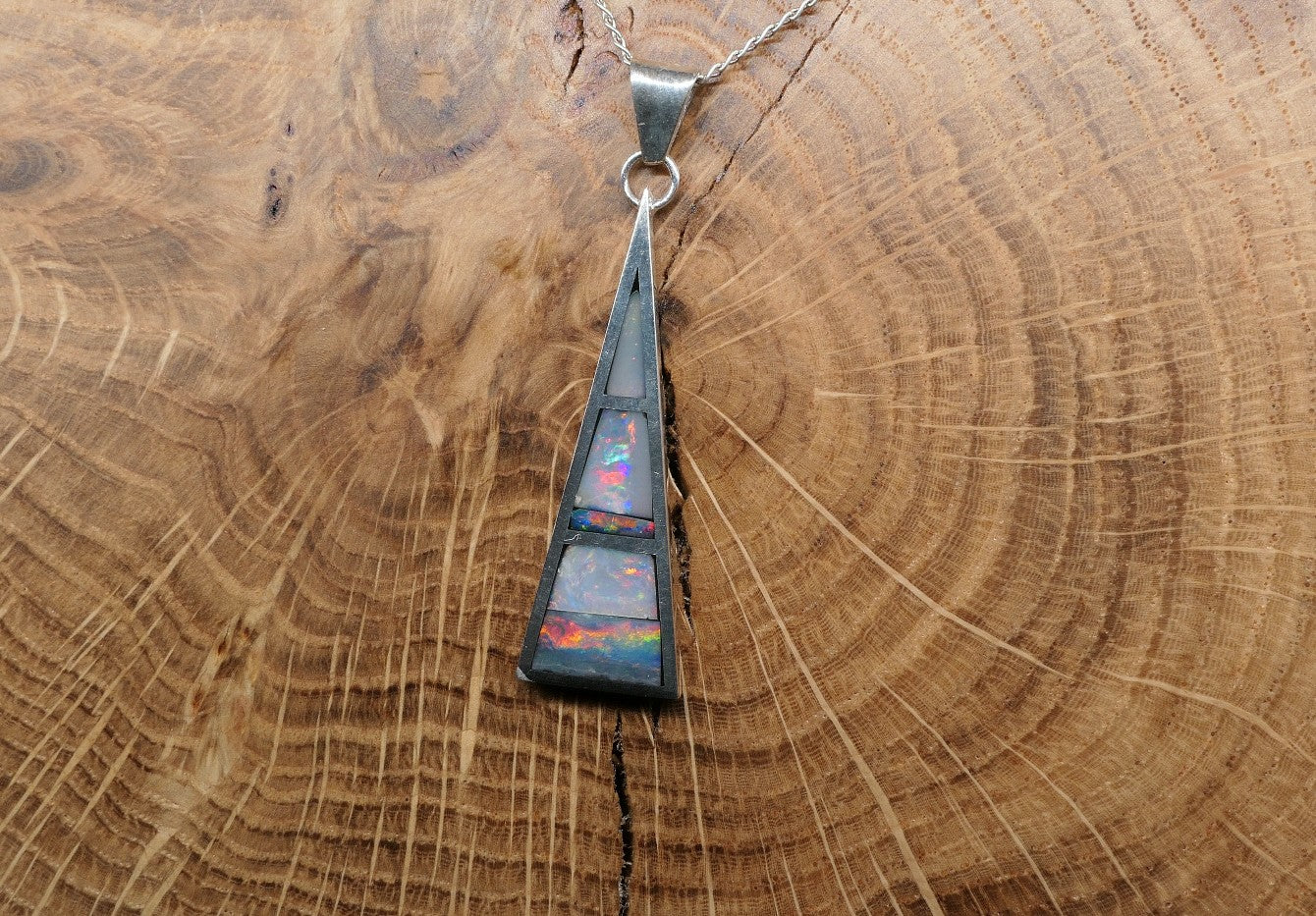 Silver opal inlay pendant