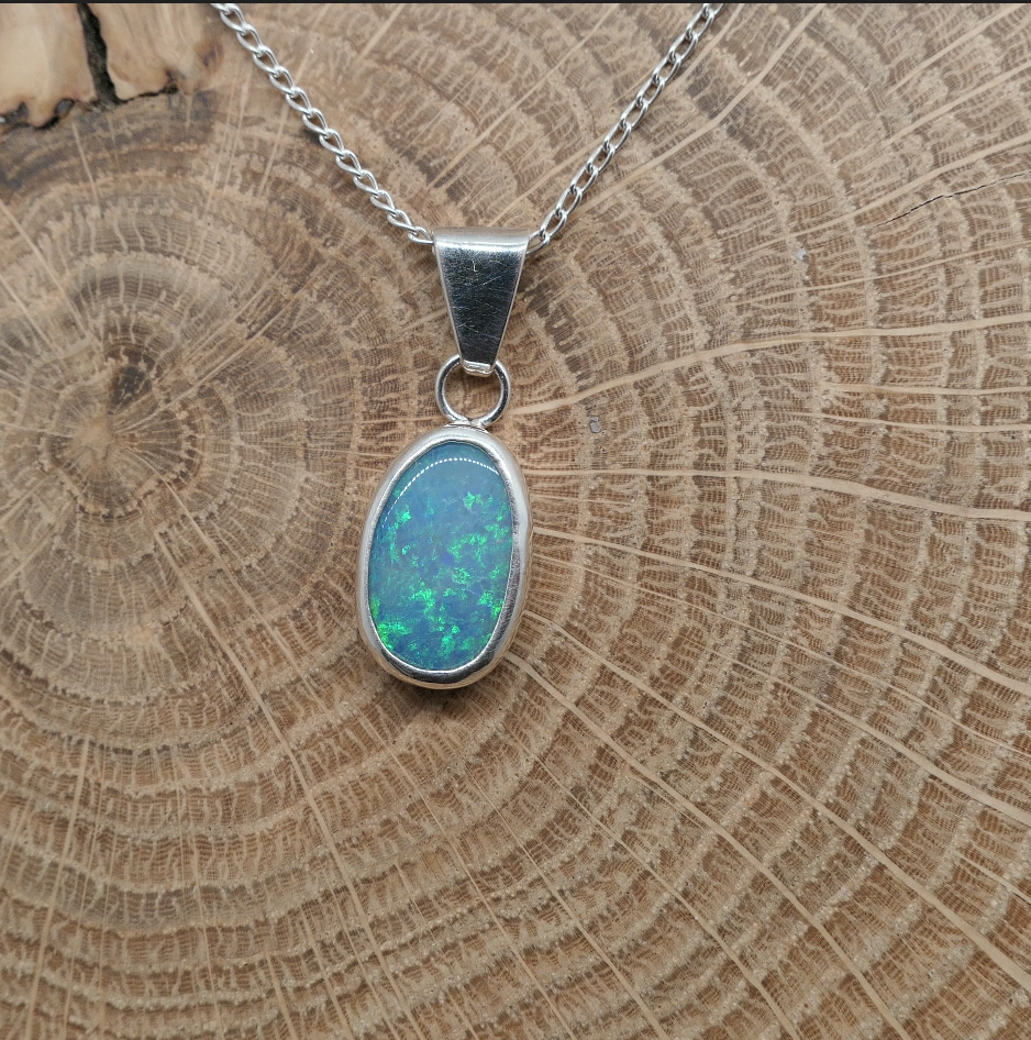 Silver opal pendant