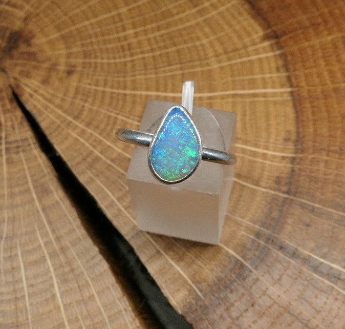 Silver Opal ring size P - 7.75US