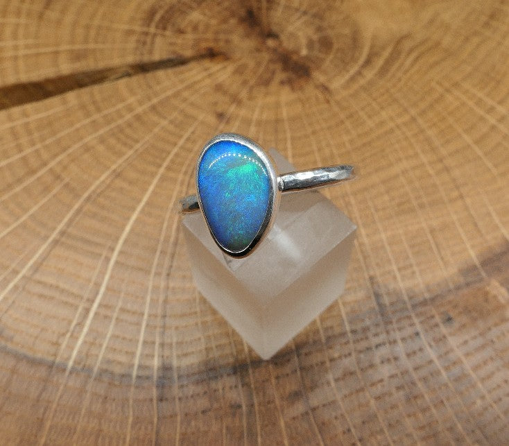 Silver Opal ring size R - 8.75US