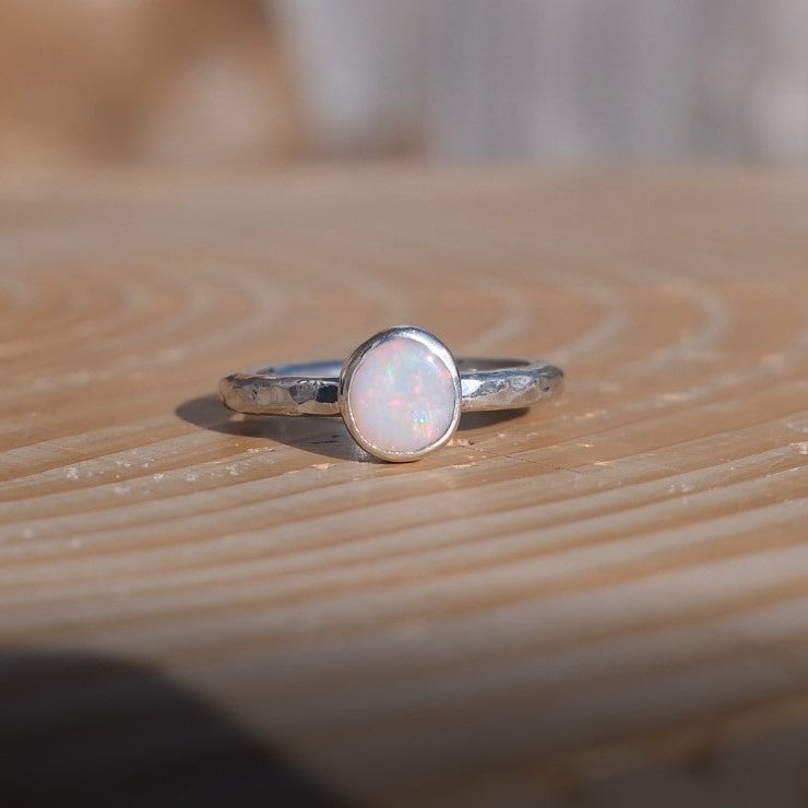 Silver opal ring, size N/6.75