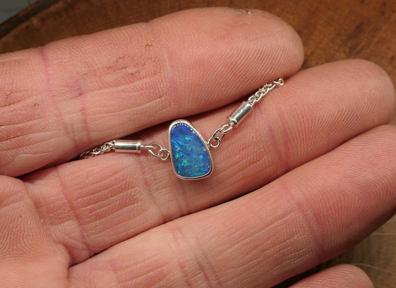 Silver opal bracelet