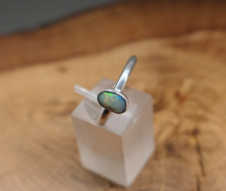 Silver Opal ring size P / US 7.75