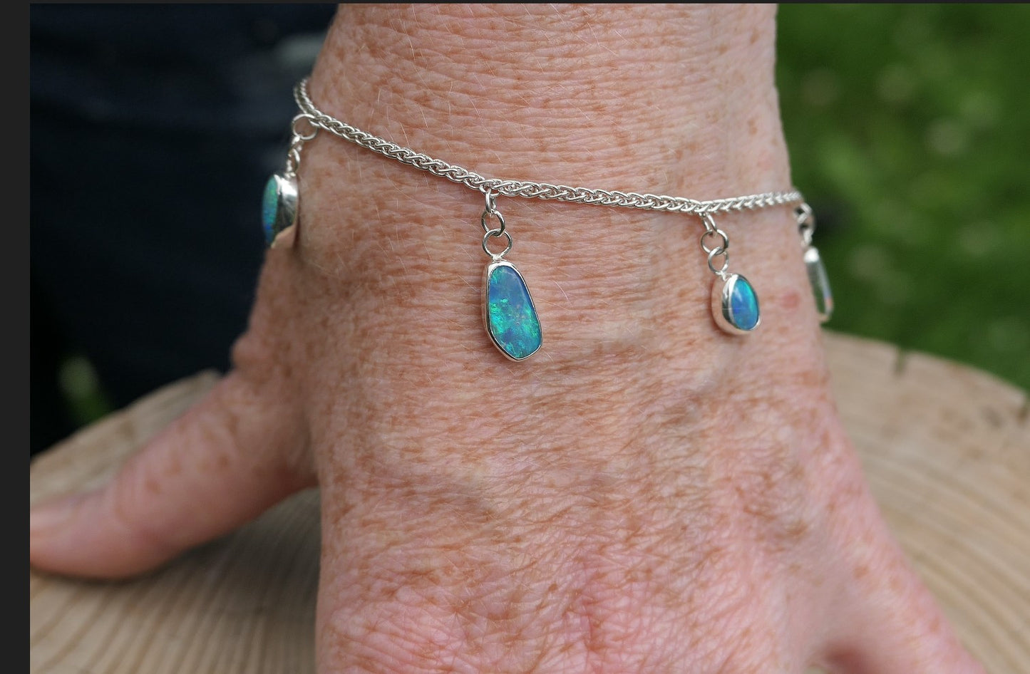 Silver opal bracelet