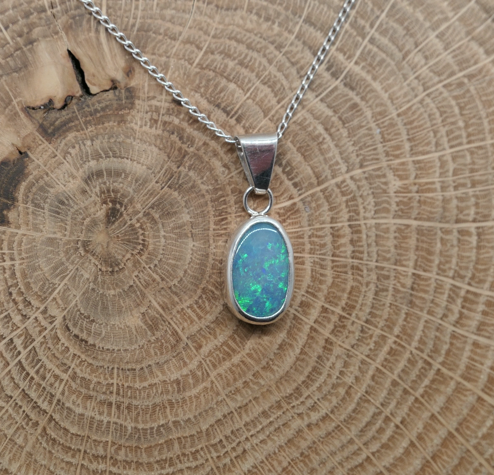 Silver opal pendant