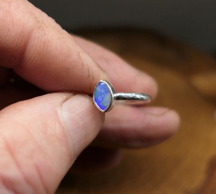 Silver Opal ring size L - 5.75US