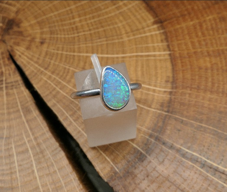 Silver Opal ring size P - 7.75US