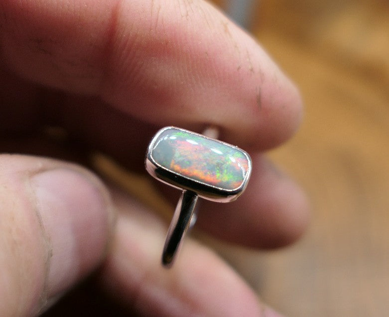 Silver Opal ring size S/9.25 US