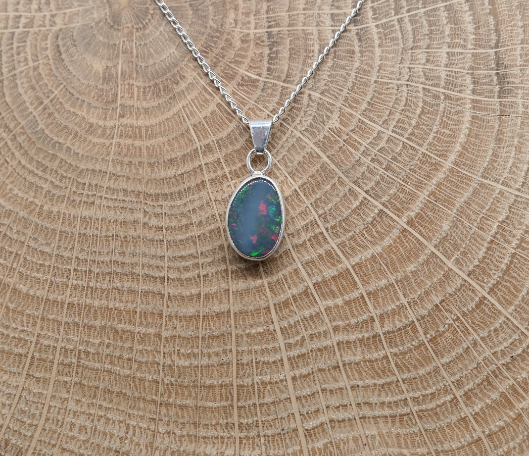 Silver opal pendant