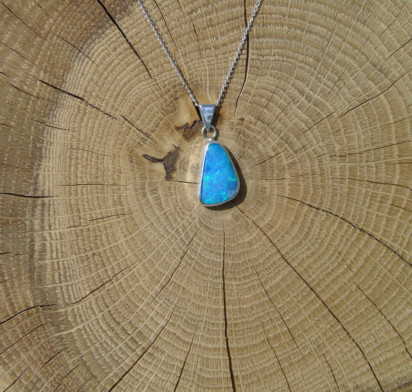 Coober Pedy doublet silver pendant