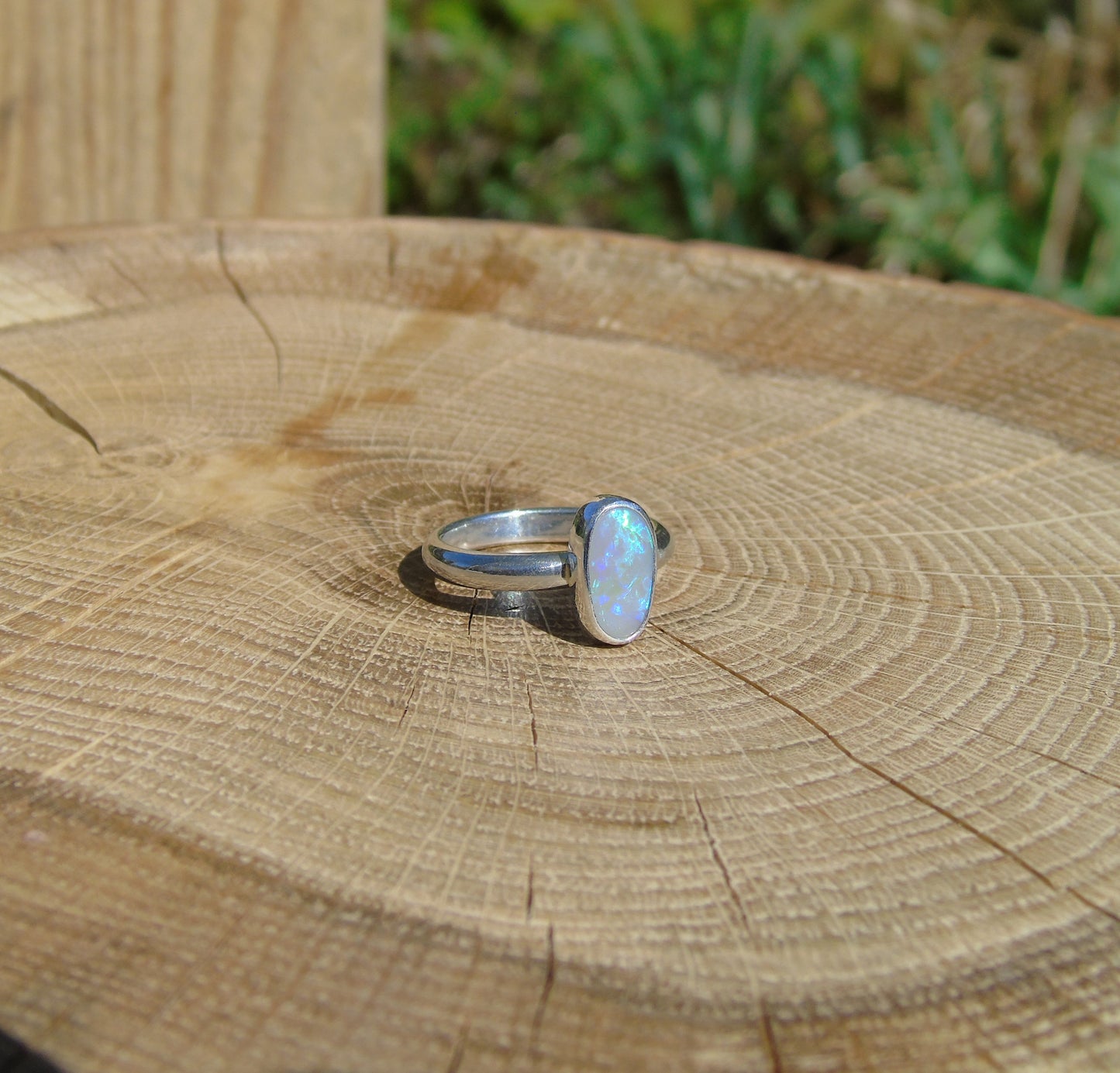 Silver opal ring size 6.25 / M