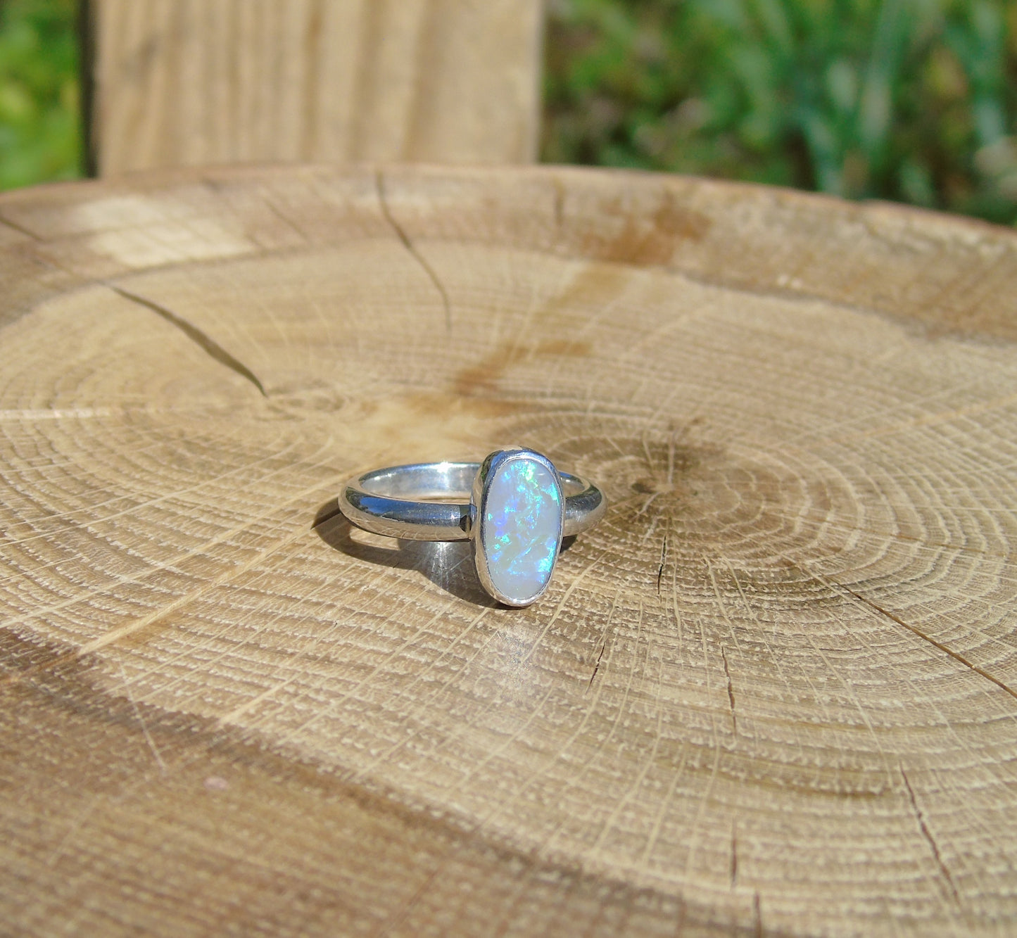 Silver opal ring size 6.25 / M