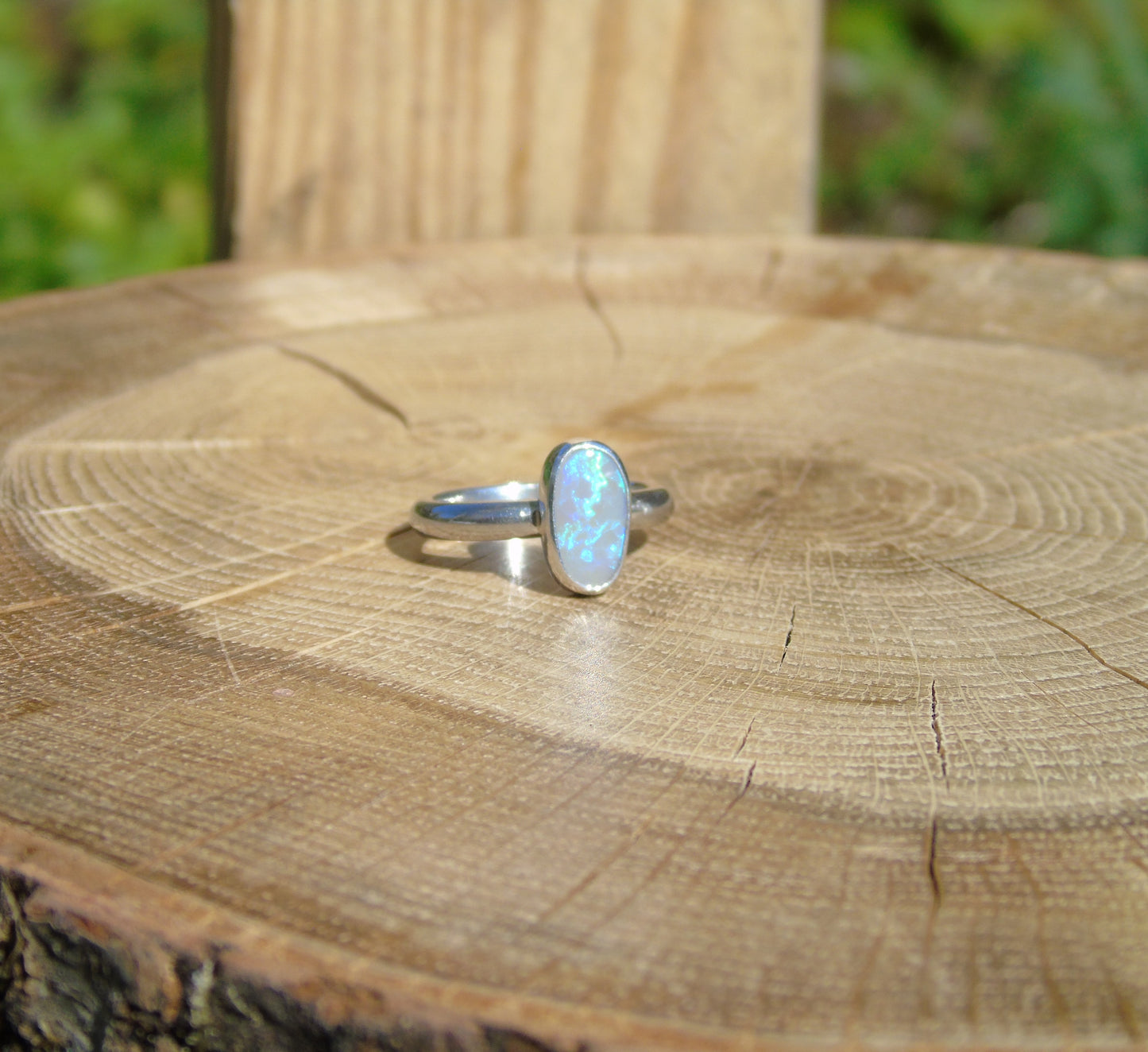 Silver opal ring size 6.25 / M