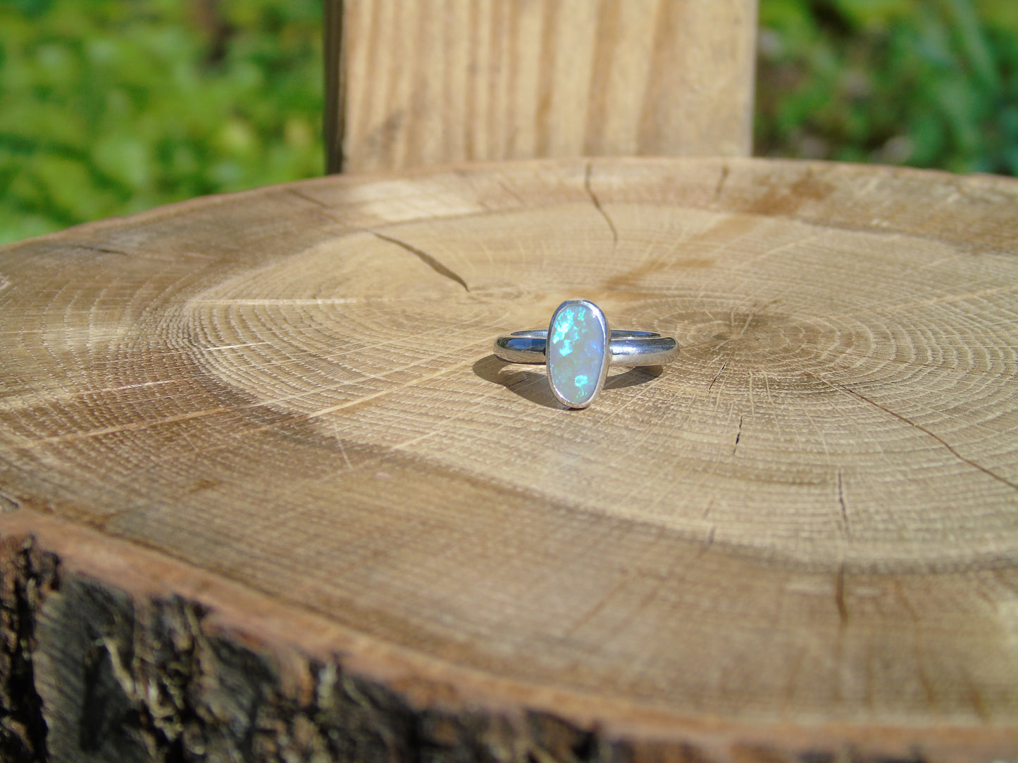 Silver opal ring size 6.25 / M