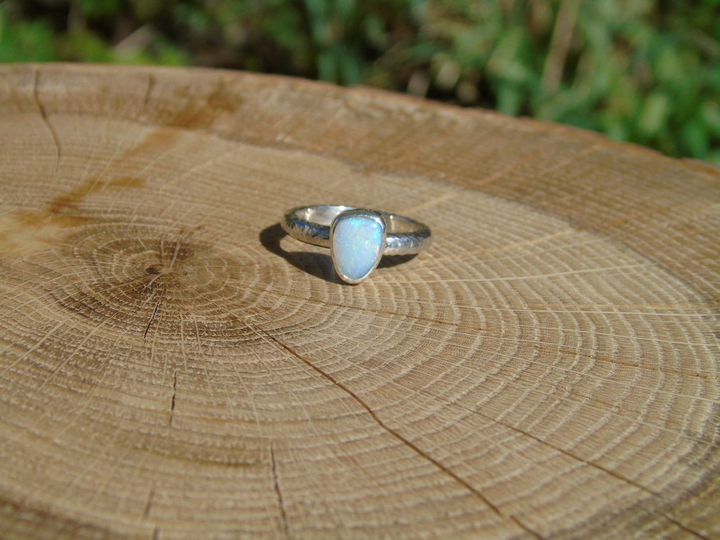 Silver opal ring size 6.5 / M.1/2