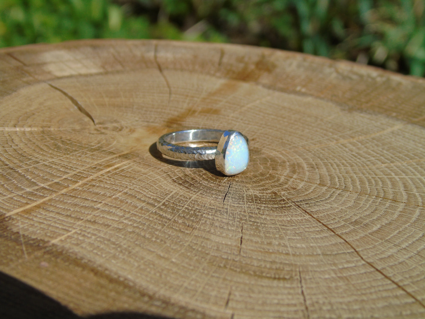 Silver opal ring size 6.5 / M.1/2