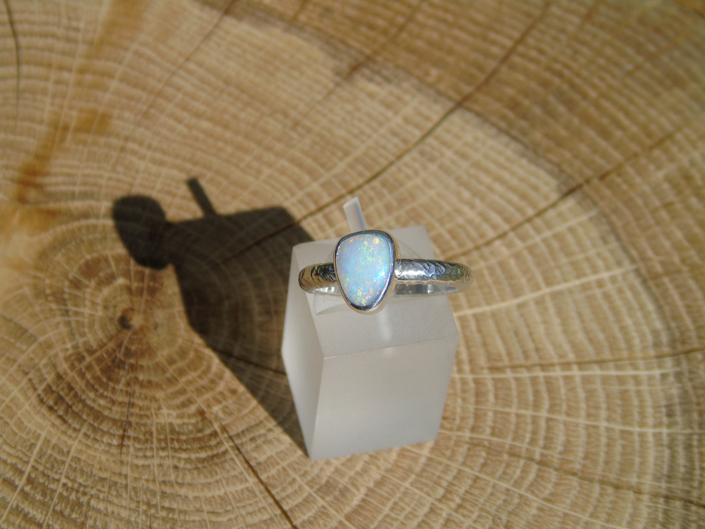 Silver opal ring size 6.5 / M.1/2