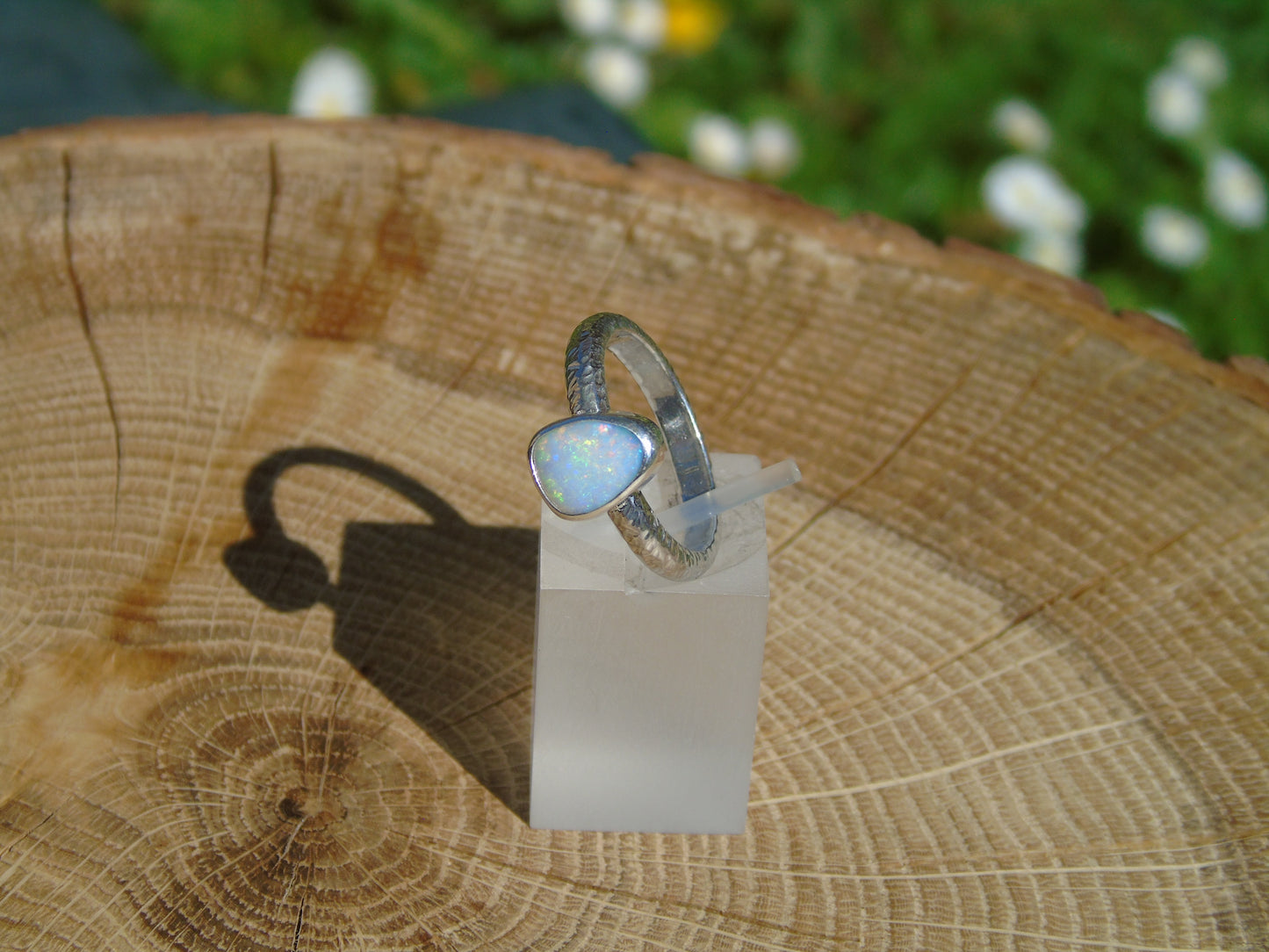 Silver opal ring size 6.5 / M.1/2