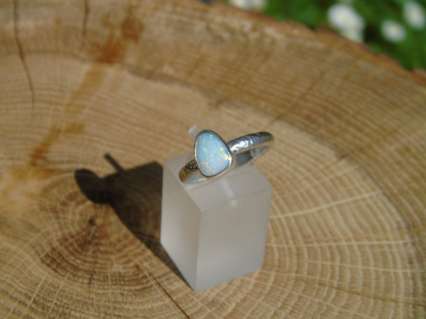 Silver opal ring size 6.5 / M.1/2