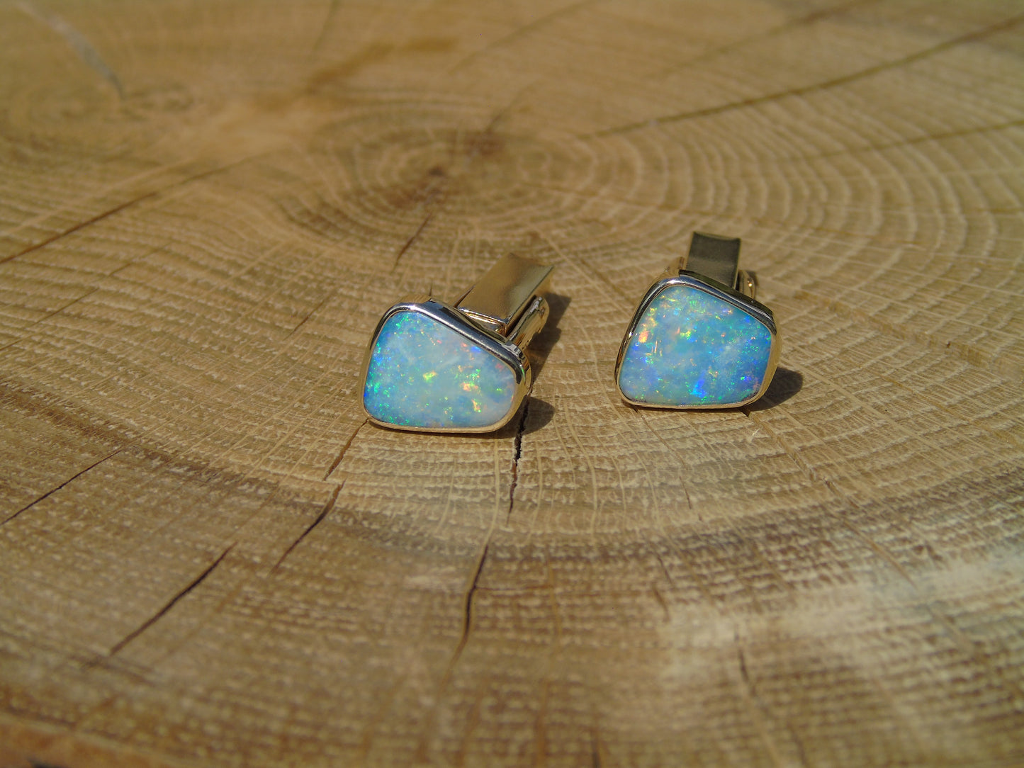 9k gold opal cufflinks