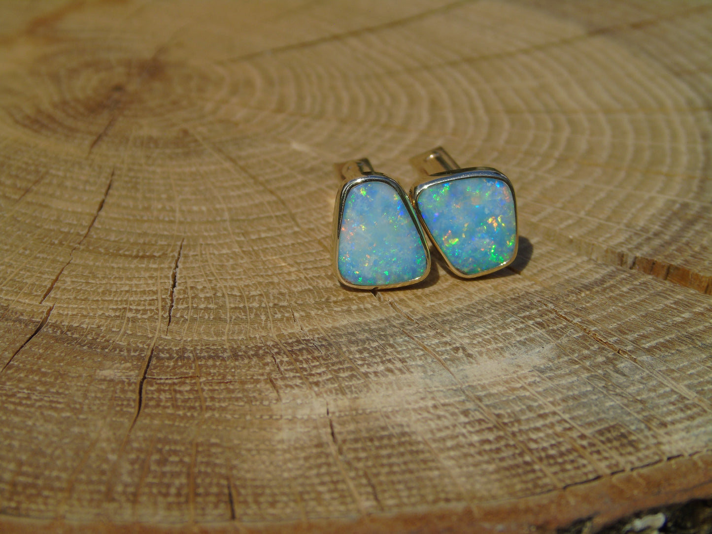 9k gold opal cufflinks