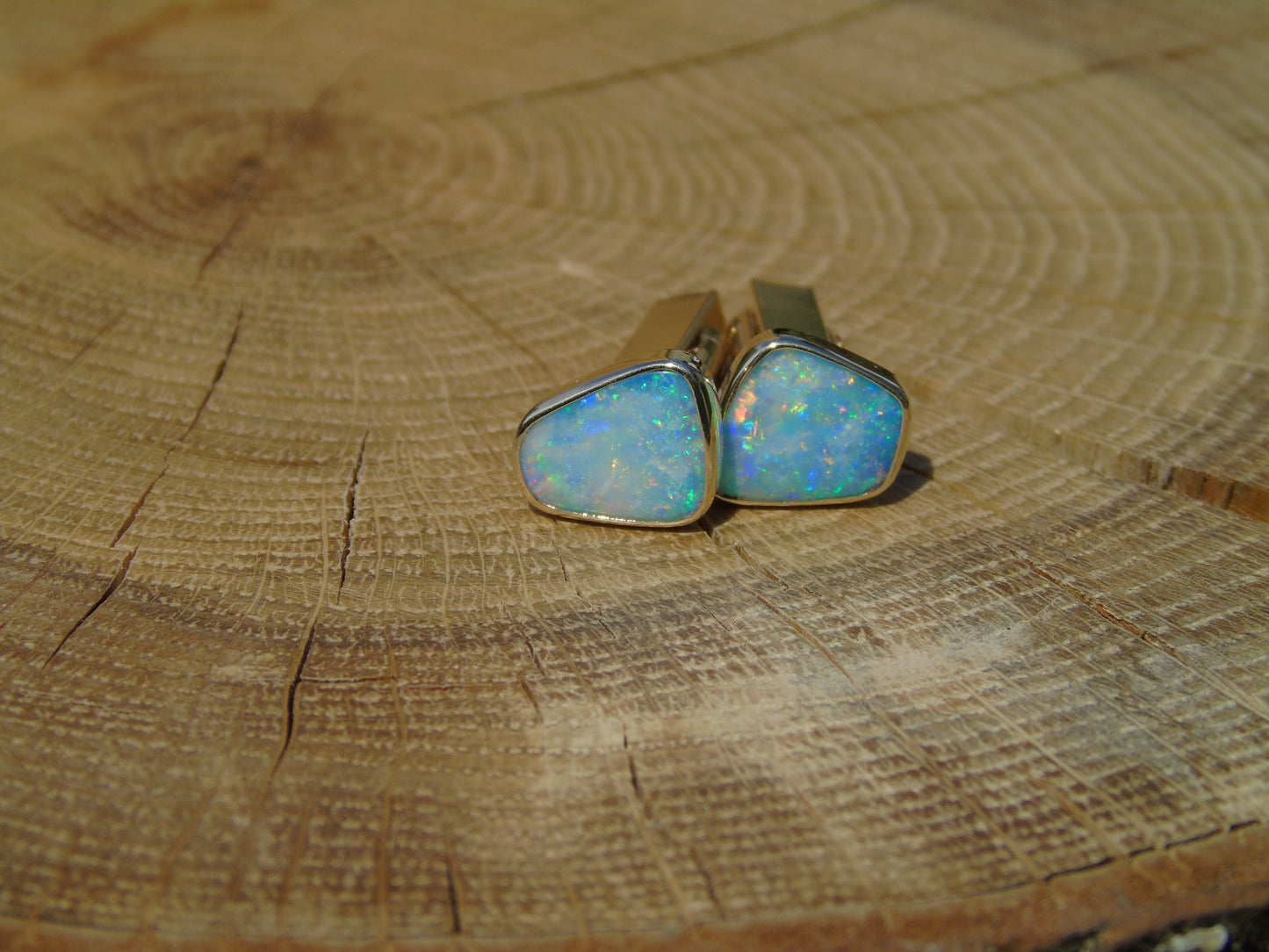 9k gold opal cufflinks