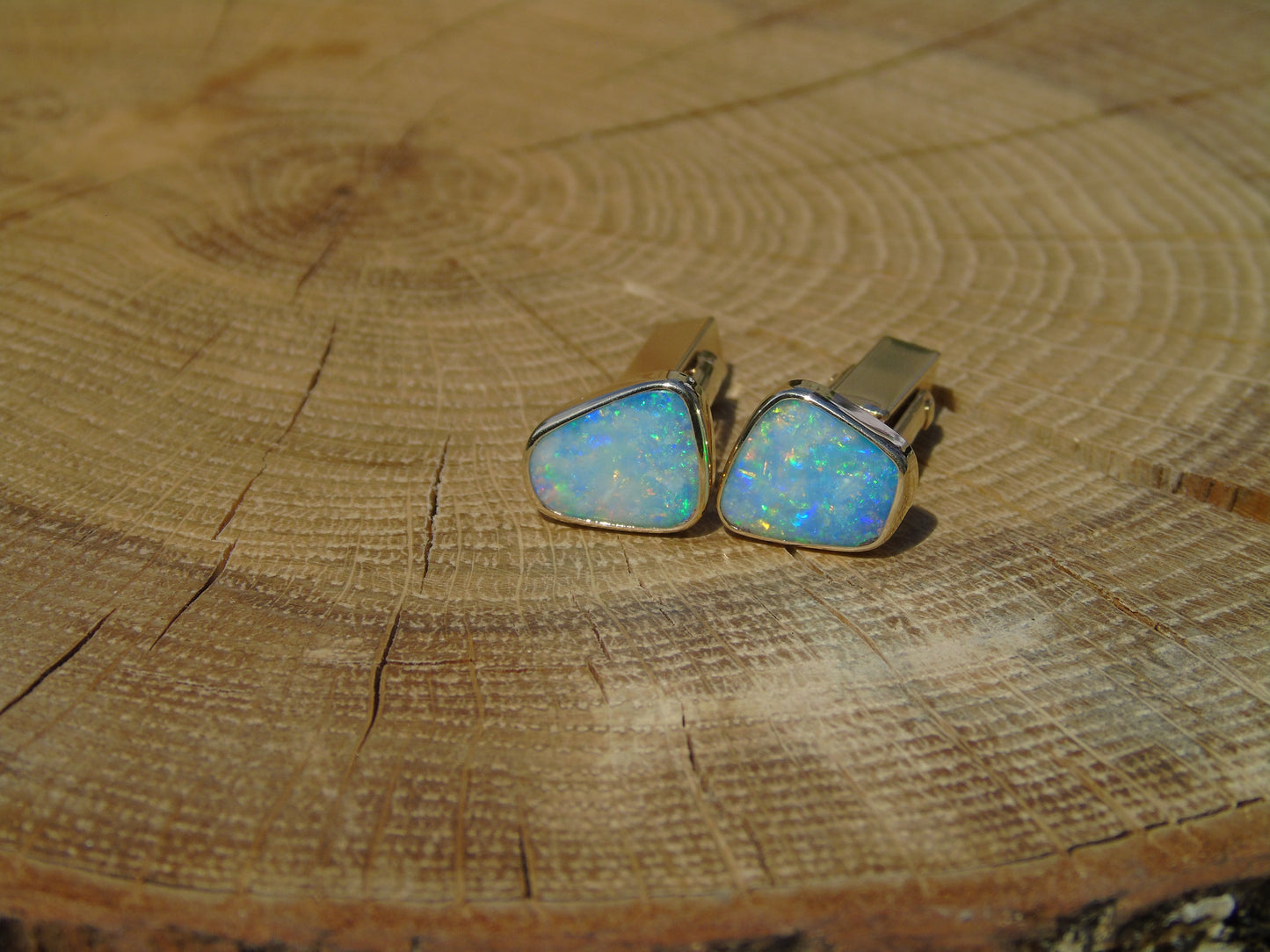 9k gold opal cufflinks