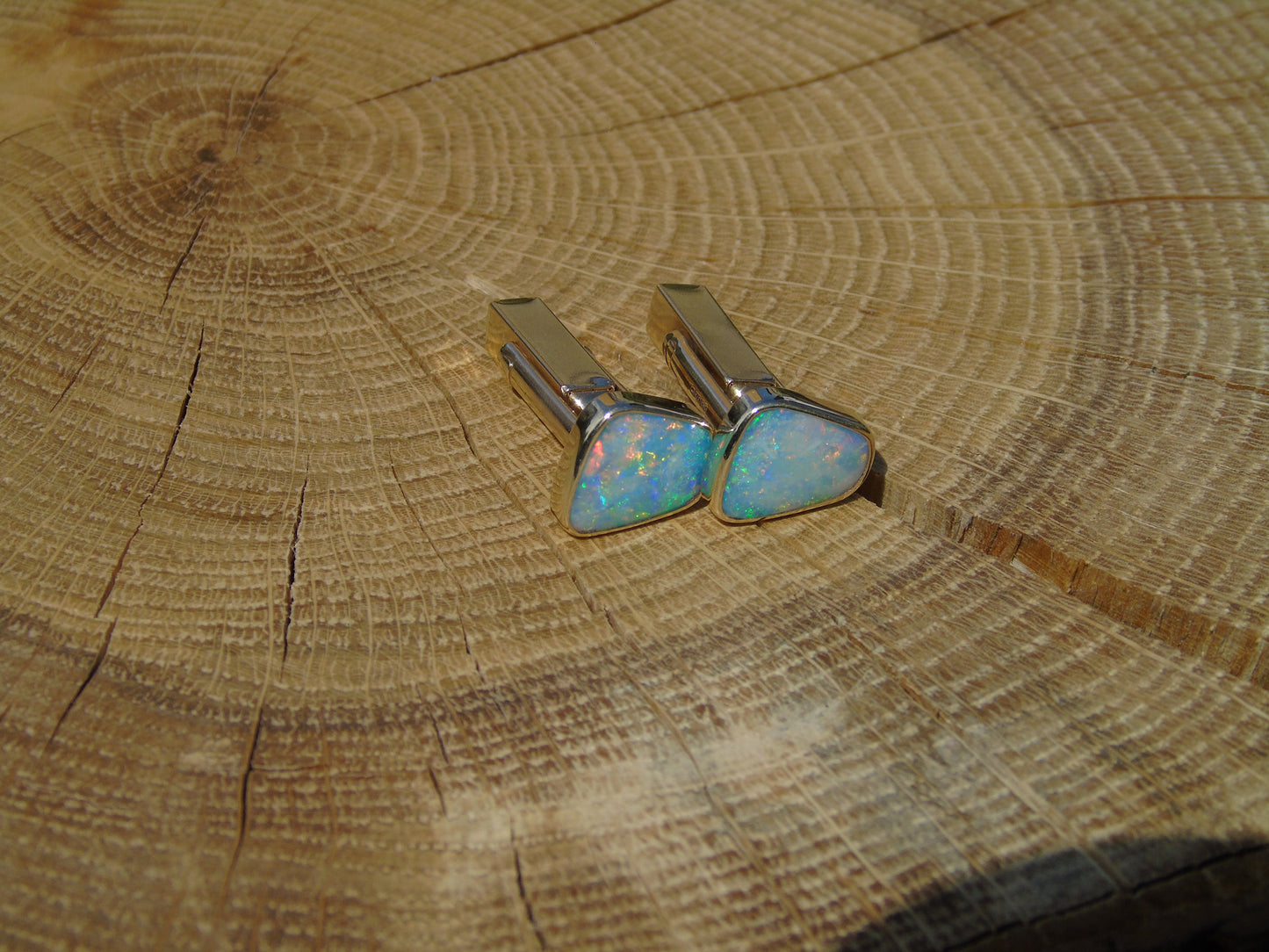 9k gold opal cufflinks