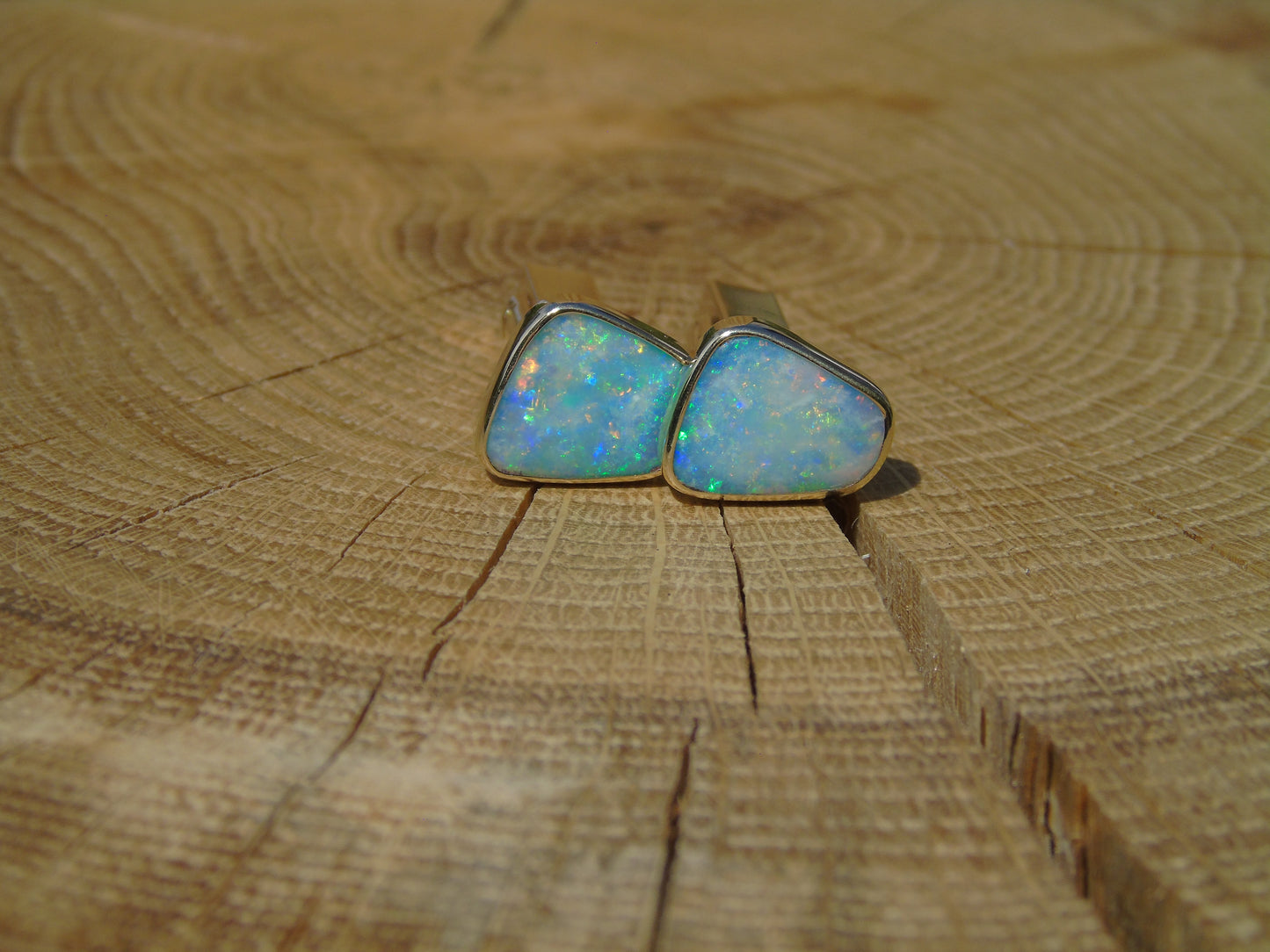 9k gold opal cufflinks