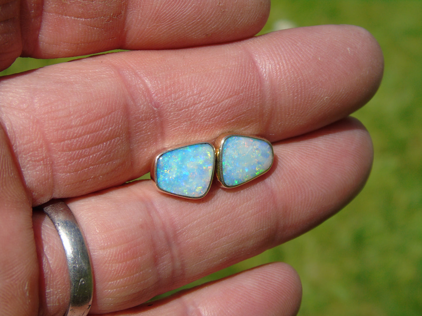 9k gold opal cufflinks