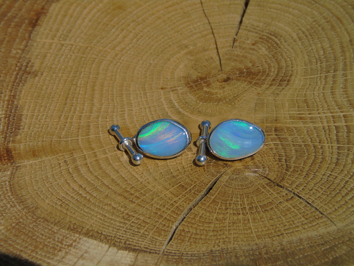 Sterling Silver opal cufflinks