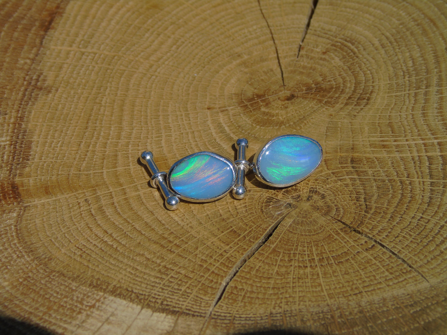 Sterling Silver opal cufflinks