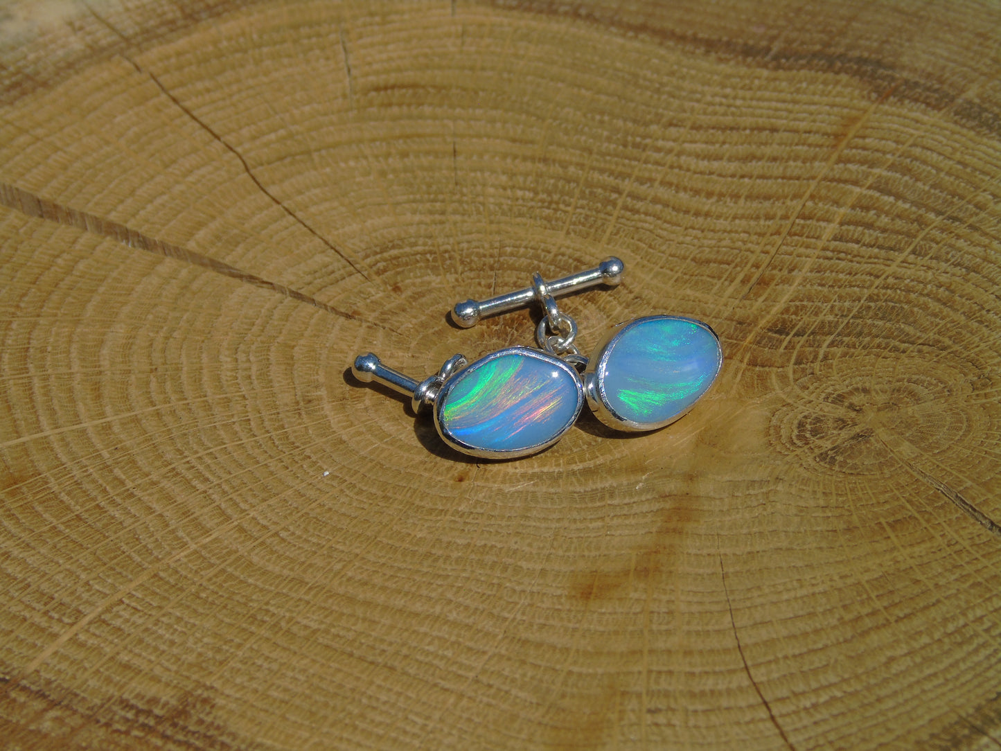 Sterling Silver opal cufflinks