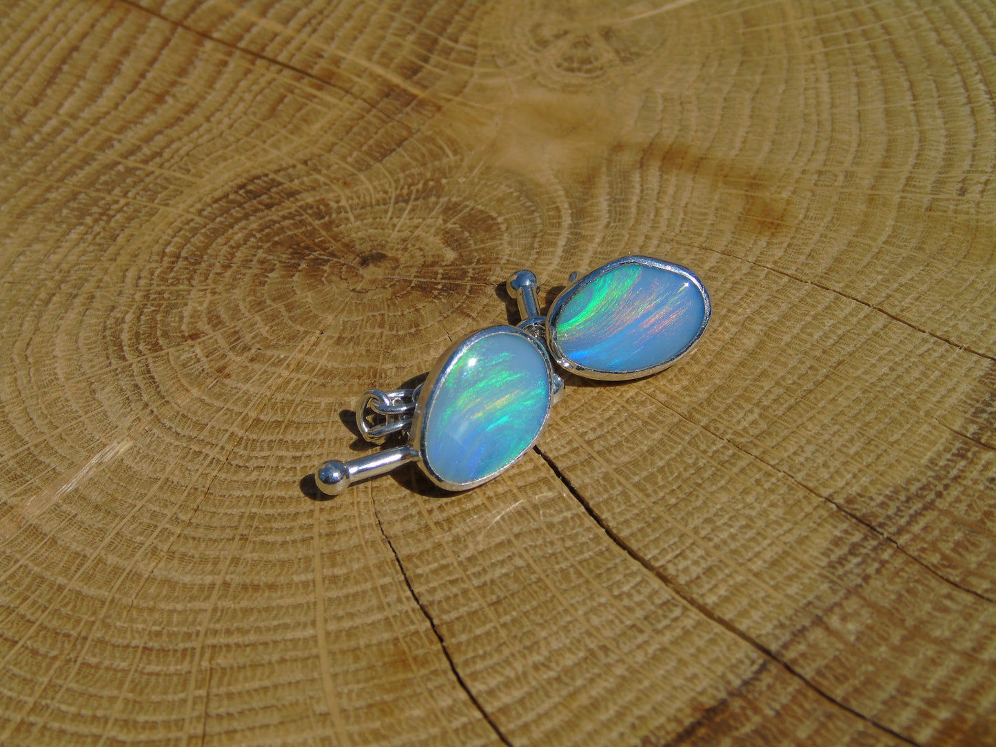 Sterling Silver opal cufflinks