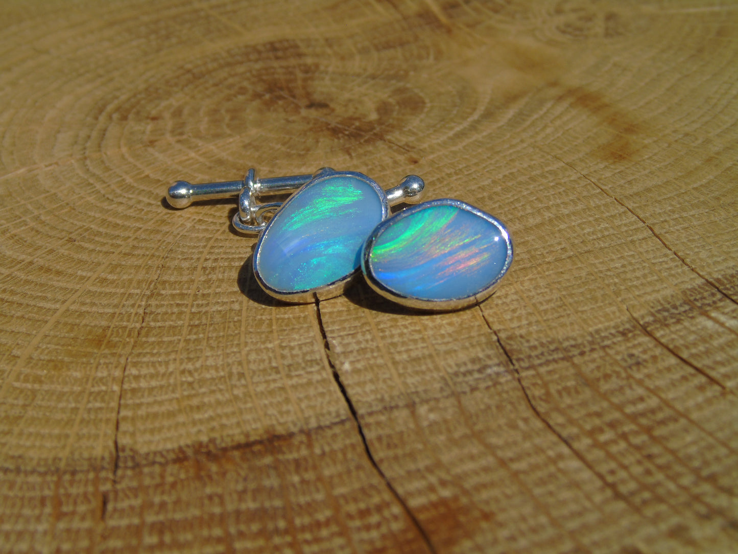 Sterling Silver opal cufflinks