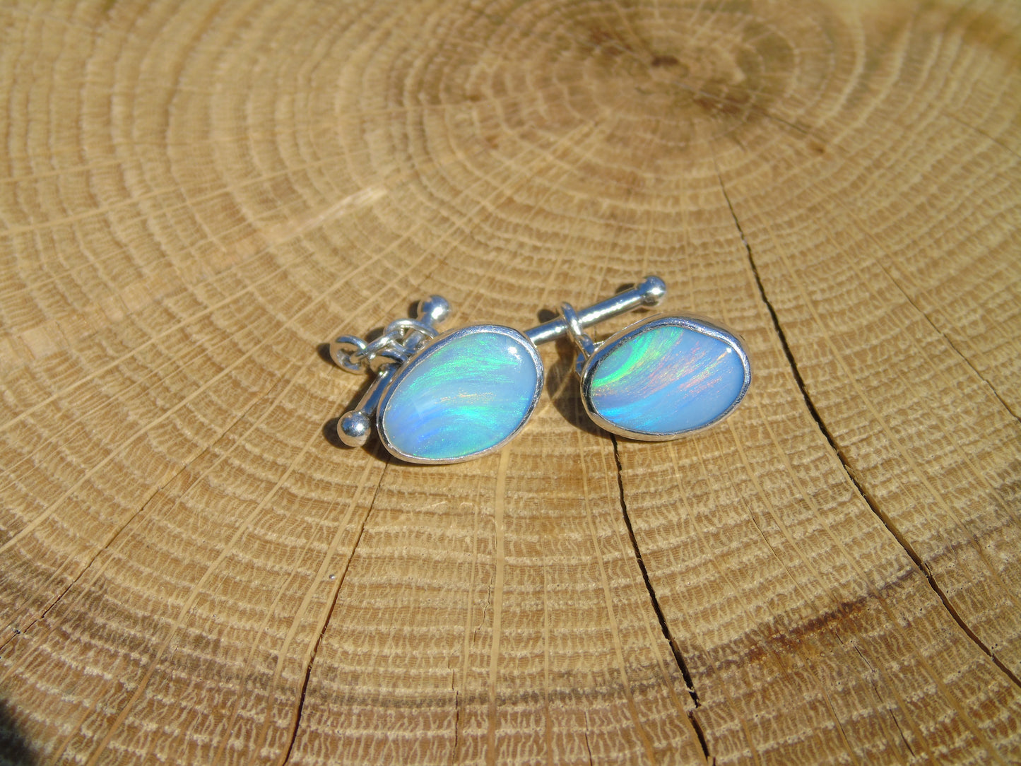 Sterling Silver opal cufflinks