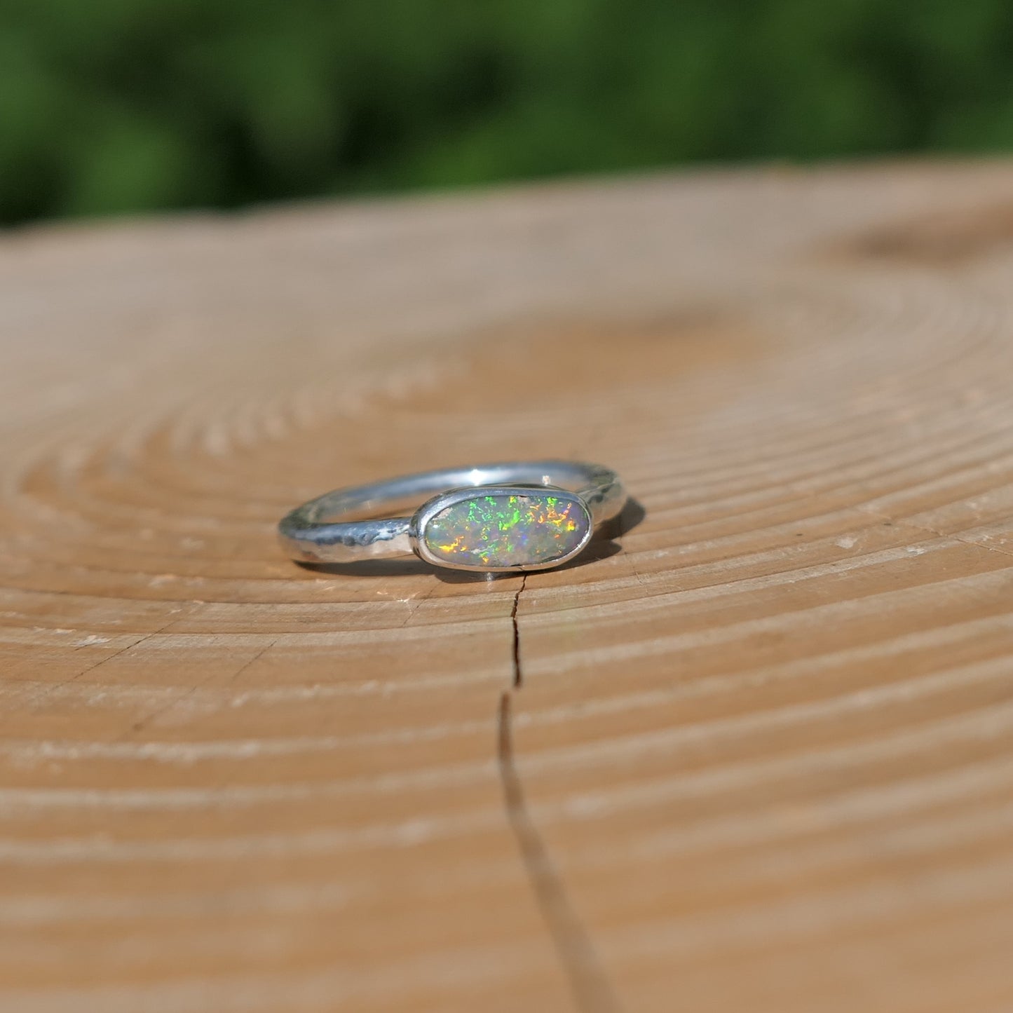 Silver opal ring, size M/6.25