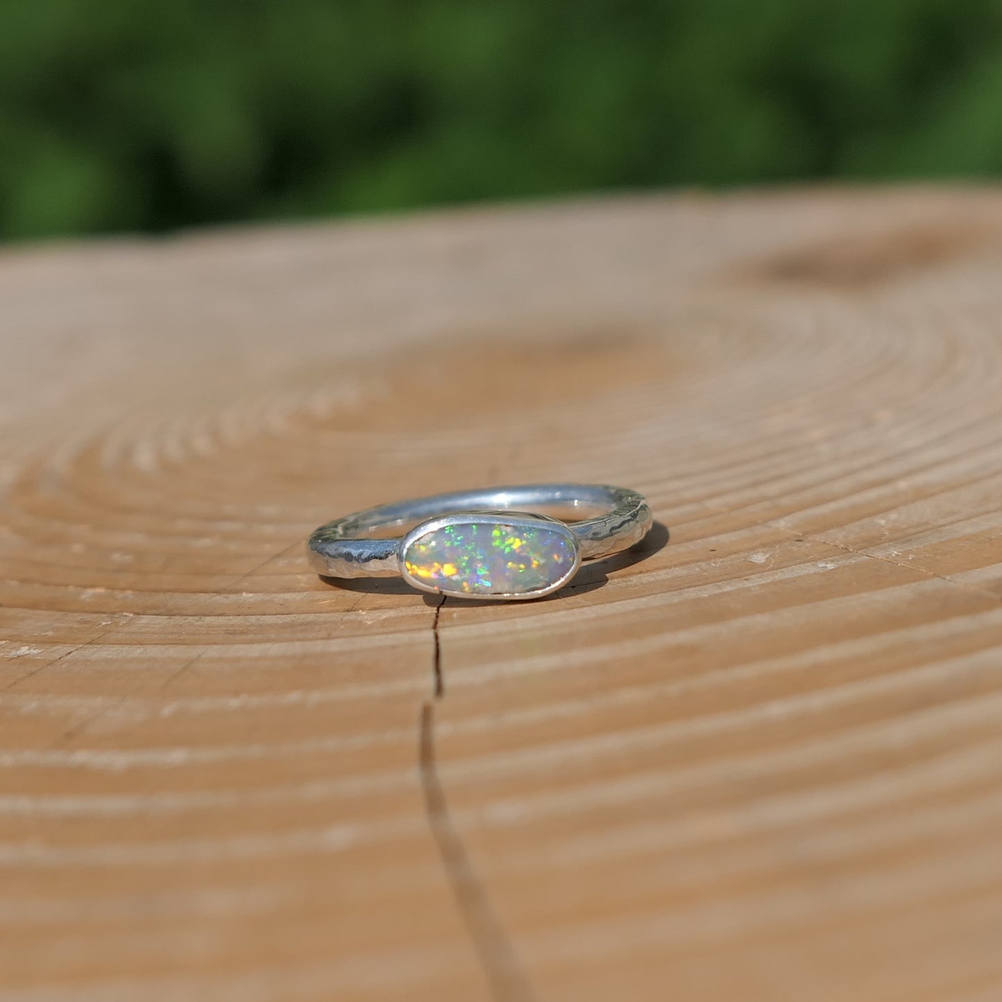 Silver opal ring, size M/6.25