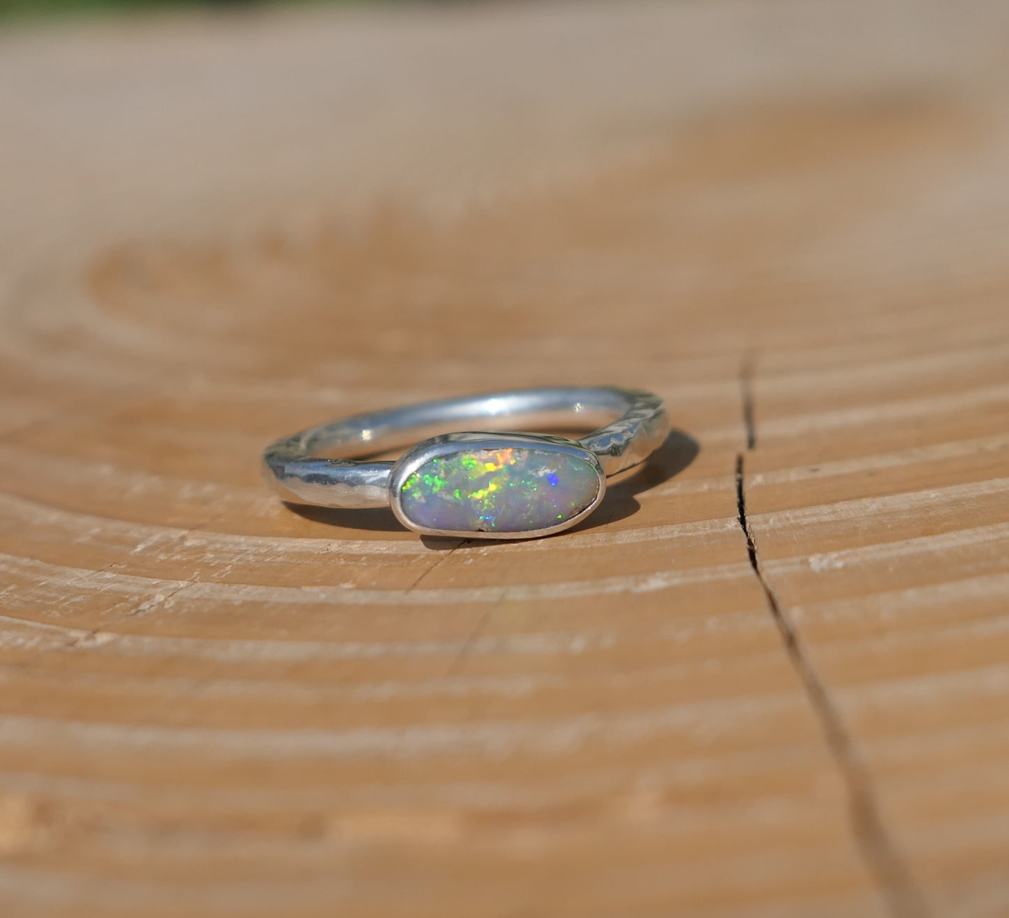 Silver opal ring, size M/6.25