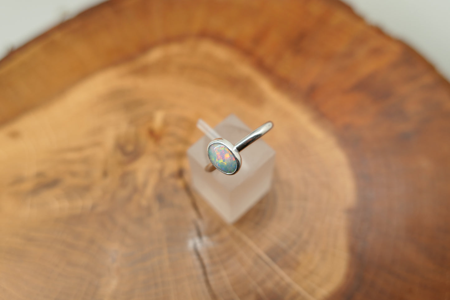 Silver Opal ring size O/7.25
