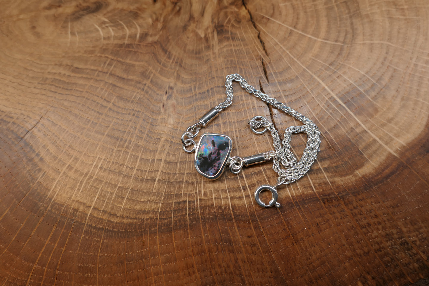 Silver opal bracelet,