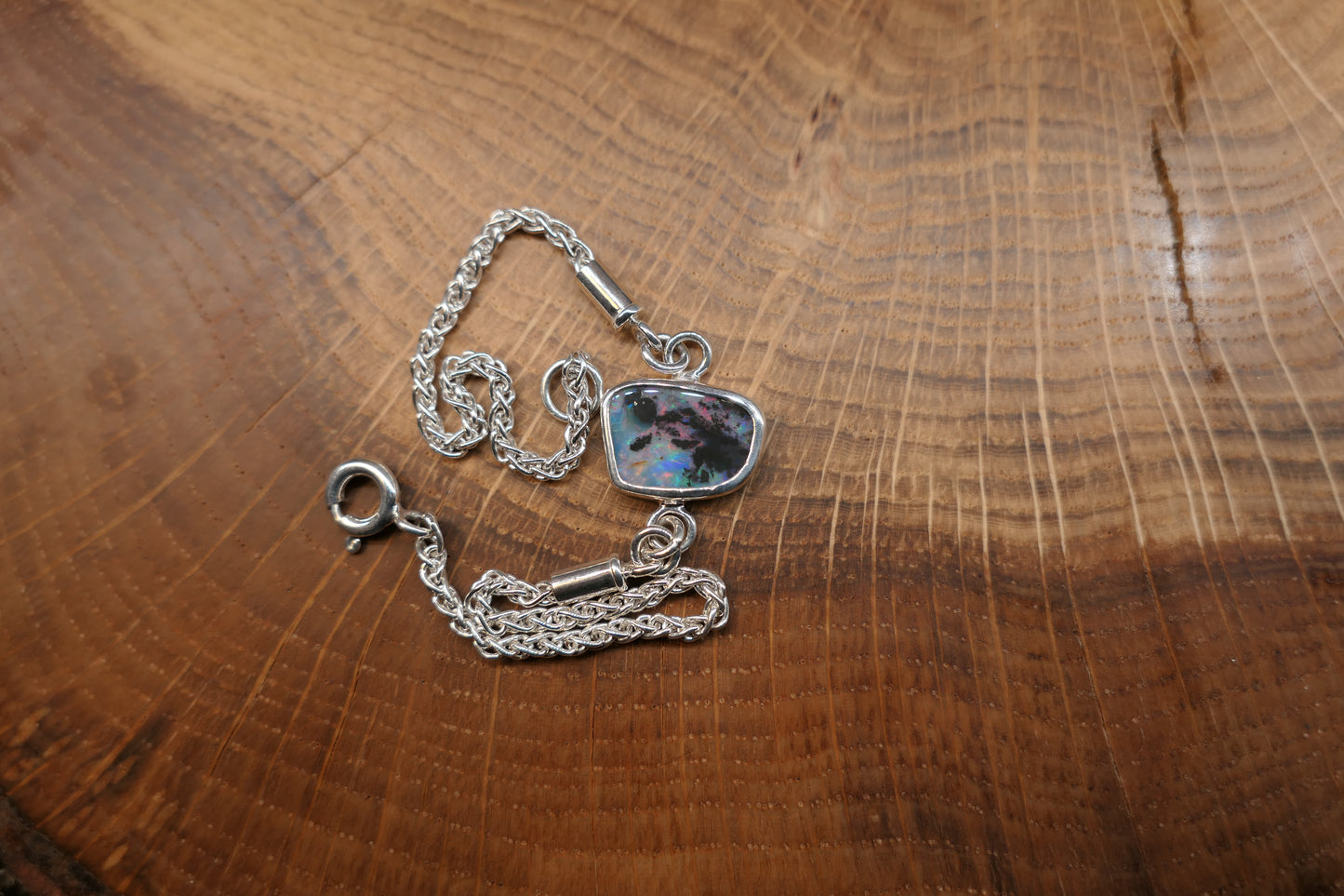 Silver opal bracelet,
