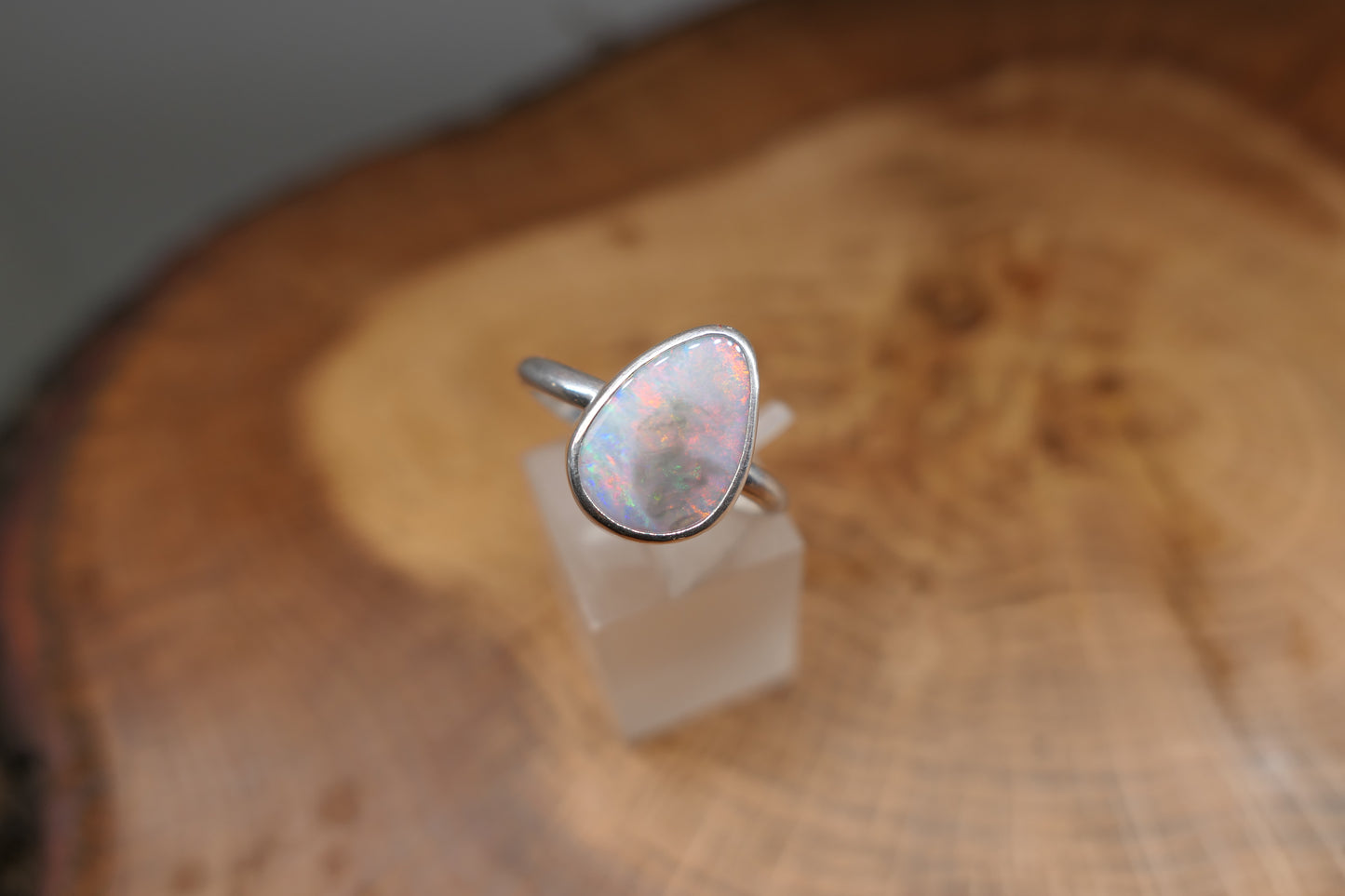 Silver Opal ring size P-1/2 / US8