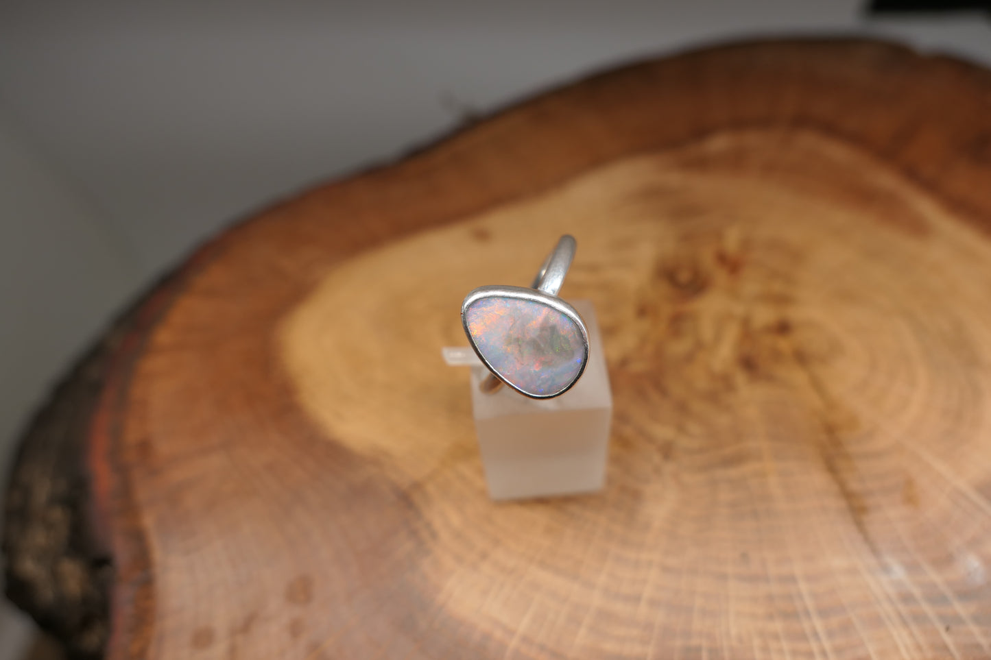 Silver Opal ring size P-1/2 / US8