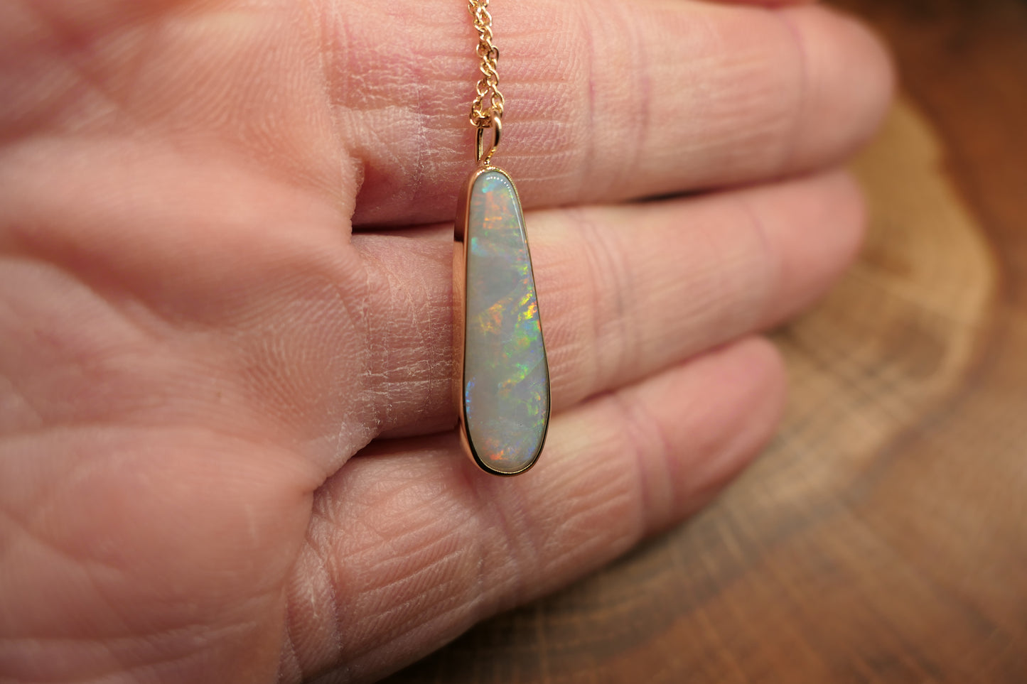 18k gold opal pendant