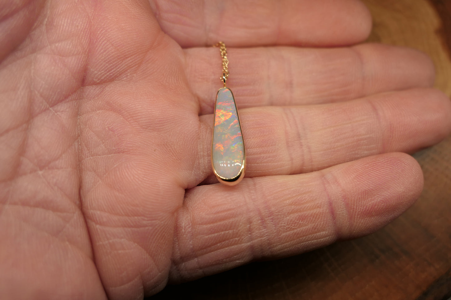 18k gold opal pendant