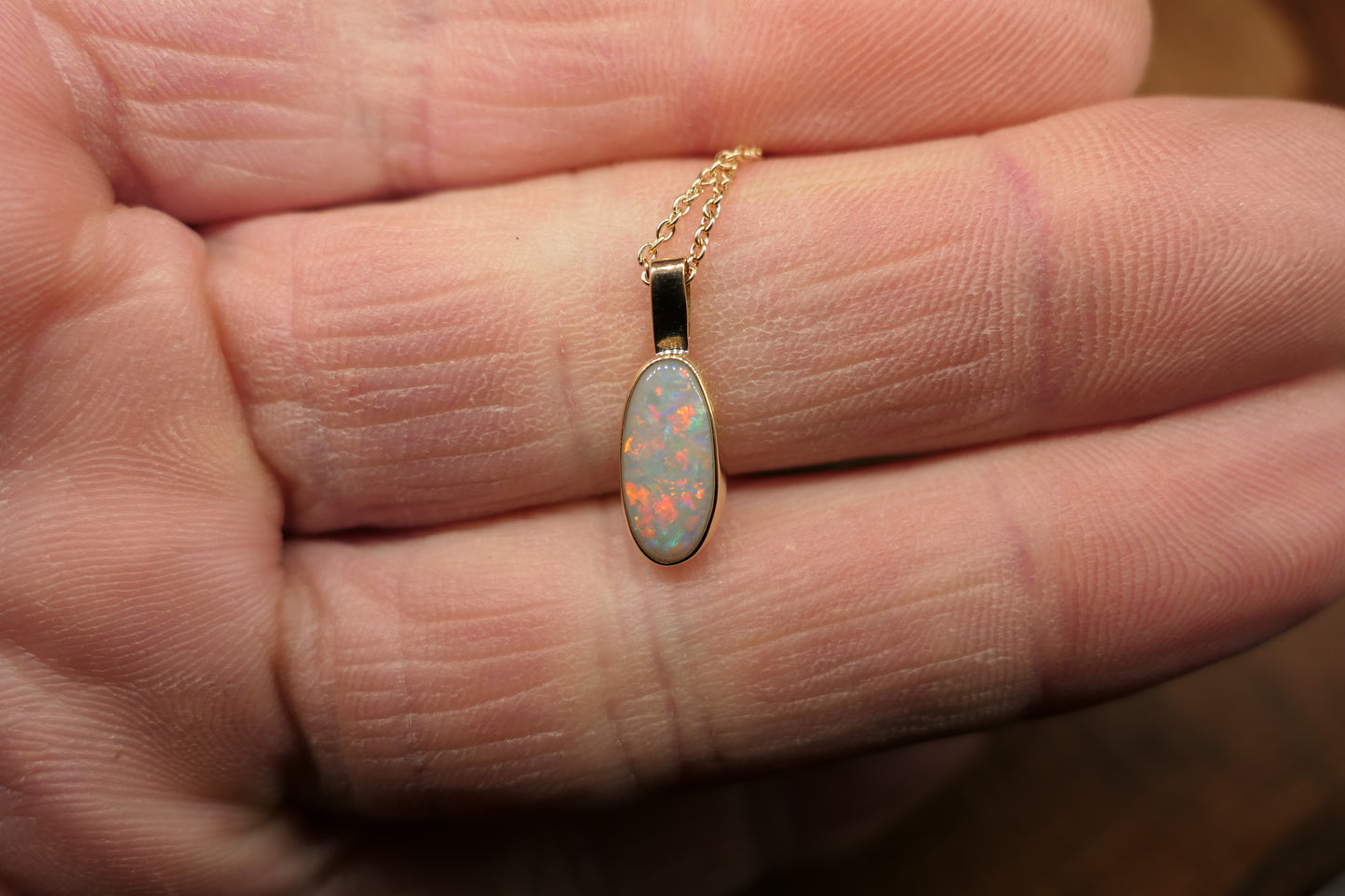 18k gold opal pendant