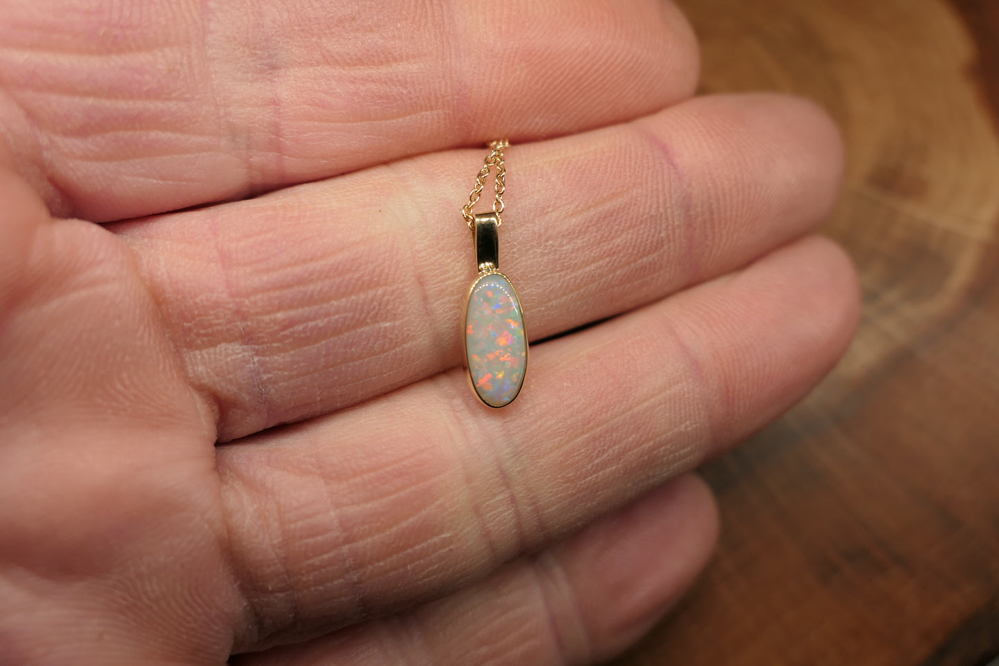 18k gold opal pendant
